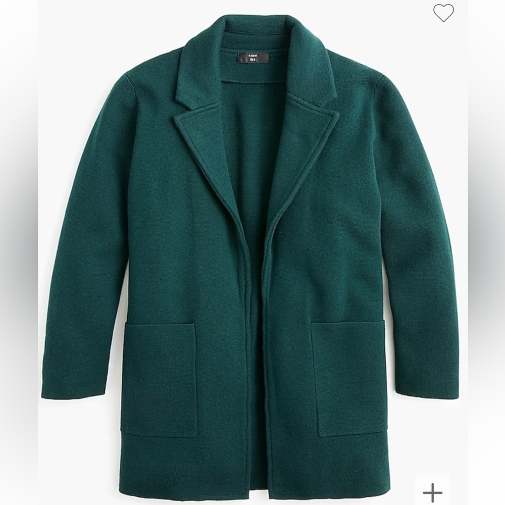 JCREW Sophie open-front sweater-blazer in “Old forest” Green